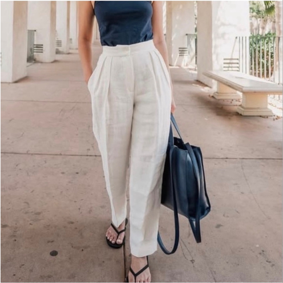 Massimo Dutti Pants - NWT Women's Massimo Dutti White Linen Trousers Size 4